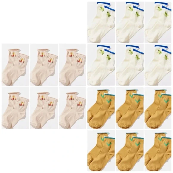 *FLASH SALE* 18 Pairs NWT Urban Outfitters Roll Up Crew Socks Set - Picture 1 of 11